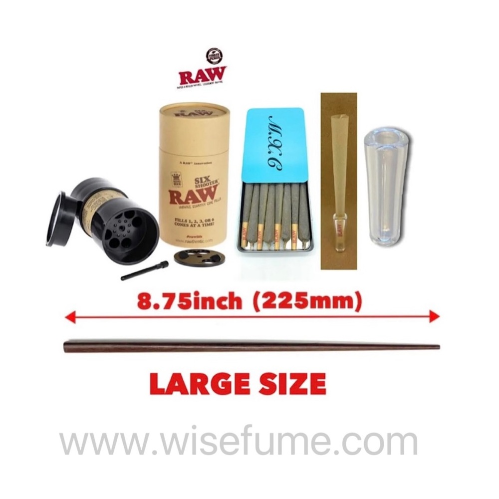 RAW six shooter filler king size + slide lock cone case+ glass tip + lar…
